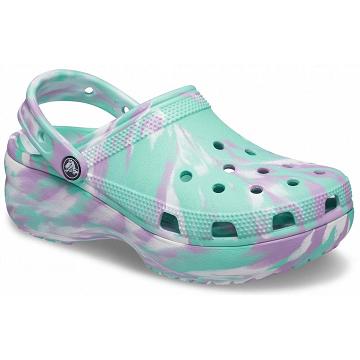 Crocs Classic Platform Marbled Clog Éktalpú Cipő Női Menta | HU 0649NWYB